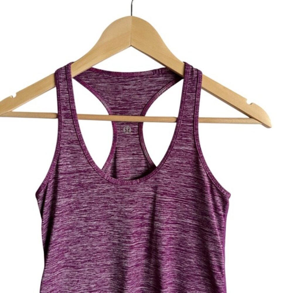 Lululemon Cool Racerback Tank Size 4 Heathered Dewberry Luxtreme - Picture 5 of 9
